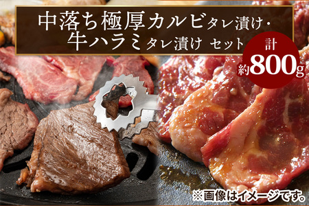 上州牛 (国産) 中落ち極厚カルビ・アメリカ産ハラミタレ漬けセット [2204]