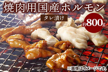 焼肉用国産ホルモン (小腸・シマ腸・赤セン・肺・心) タレ漬け 約800g [2210]