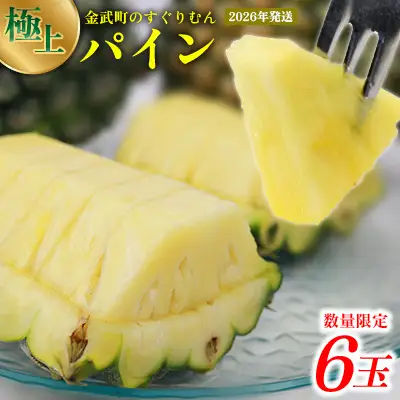 2026年発送【数量限定】ひとくちぼれ 金武町のすぐりむん（極上）パイン 6玉 パイナップル