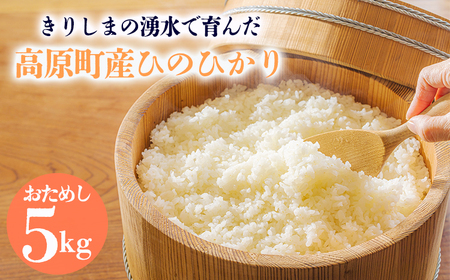 【数量限定】令和6年産 きりしまの湧水育ち 福澤ファームの高原町産ひのひかり5kg 白米 国産 宮崎県産 高原町産 使い切り ごはん ご飯 産地直送 湧水 安全 安心 12000円 1.2万円 TF0809-P00076