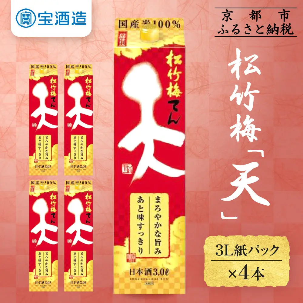【宝酒造】松竹梅「天」(3L紙パック×4本)