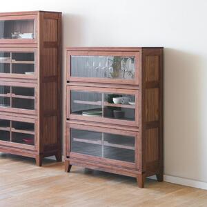 旭川家具 山室家具製作所 ココ キャビネット3段 ウォールナット 【 国産 無垢 インテリア 木製 ナチュラル キャビネット 食器棚 キッチンボード 収納 キッチン 北海道 】_04586