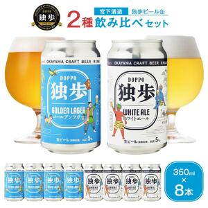 独歩ビール 缶 350ml × 8本 2種 飲み比べ セット 宮下酒造