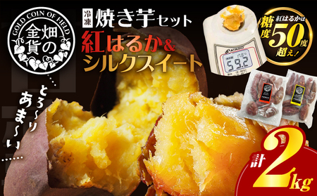 焼き芋 セット 紅はるか シルクスイート 合計2kg 【畑の金貨】 K181-010 さつまいも サツマイモ