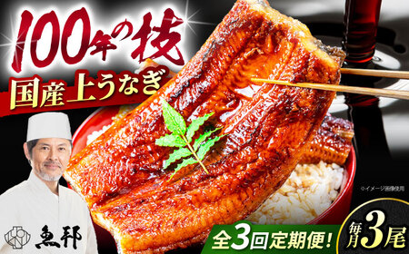 【3回定期便】国産上うなぎ蒲焼 3尾 約150g×3パック  [AVBH014]鰻 定期便