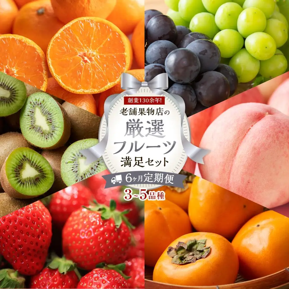 【6ヶ月連続定期便】 創業130余年！老舗果物店の厳選フルーツ詰合せ♪満足セット（3～5品種） | フルーツ