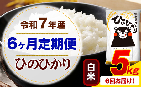 【6ヶ月定期便】令和7年産 白米 ひのひかり 定期便 5kg(5kg×1袋)《お申し込みの翌月から出荷》