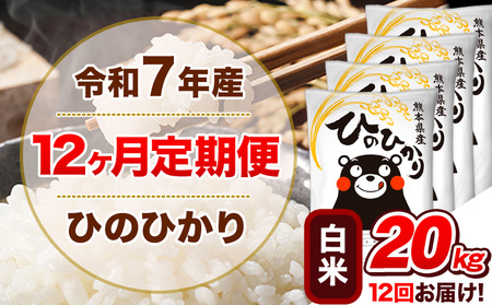 令和7年産【12ヵ月定期便】 白米 ひのひかり 定期便 20kg 5kg×4袋《お申込み翌月から出荷》