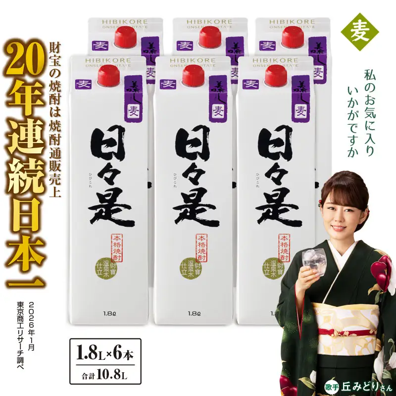 2759 麦焼酎 紙パック6本『日々是（麦）』温泉水仕立ての焼酎 KN021-008 酒 アルコール