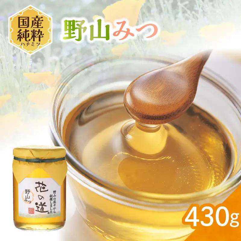 国産純粋蜂蜜 野山みつ 430g 非加熱 はちみつ ハチミツ 生はちみつ ローハニー オススメ 贈答 贈り物 プレゼント 八女市 183-025