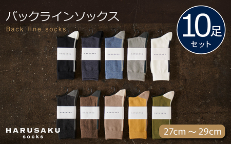 HARUSAKU バックラインソックス 10足セット （27cm～29cm） ／ ハルサク 靴下 メンズ 奈良県 葛城市【hrsk009】