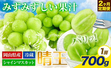 【先行予約】ぶどう 2ヶ月 定期便 シャインマスカット 晴王 700g 岡山県産《7月上旬-8月末頃出荷》 ハレノフルーツ マスカット 送料無料 岡山県 浅口市 フルーツ 果物 国産 岡山県産【配送不可地域あり】（北海道・沖縄・離島）