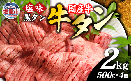 【定期便 4回】牛タン 500g 国産牛タン 500g×4ヶ月定期便 (計2kg) さとう精肉店 黒タン sm00010-4 塩竈市