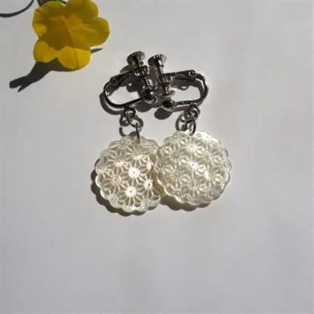 白蝶貝のレース彫刻「麻」イヤリング_装飾品・工芸品 ピアス・イヤリング アクセサリー _【1237884】