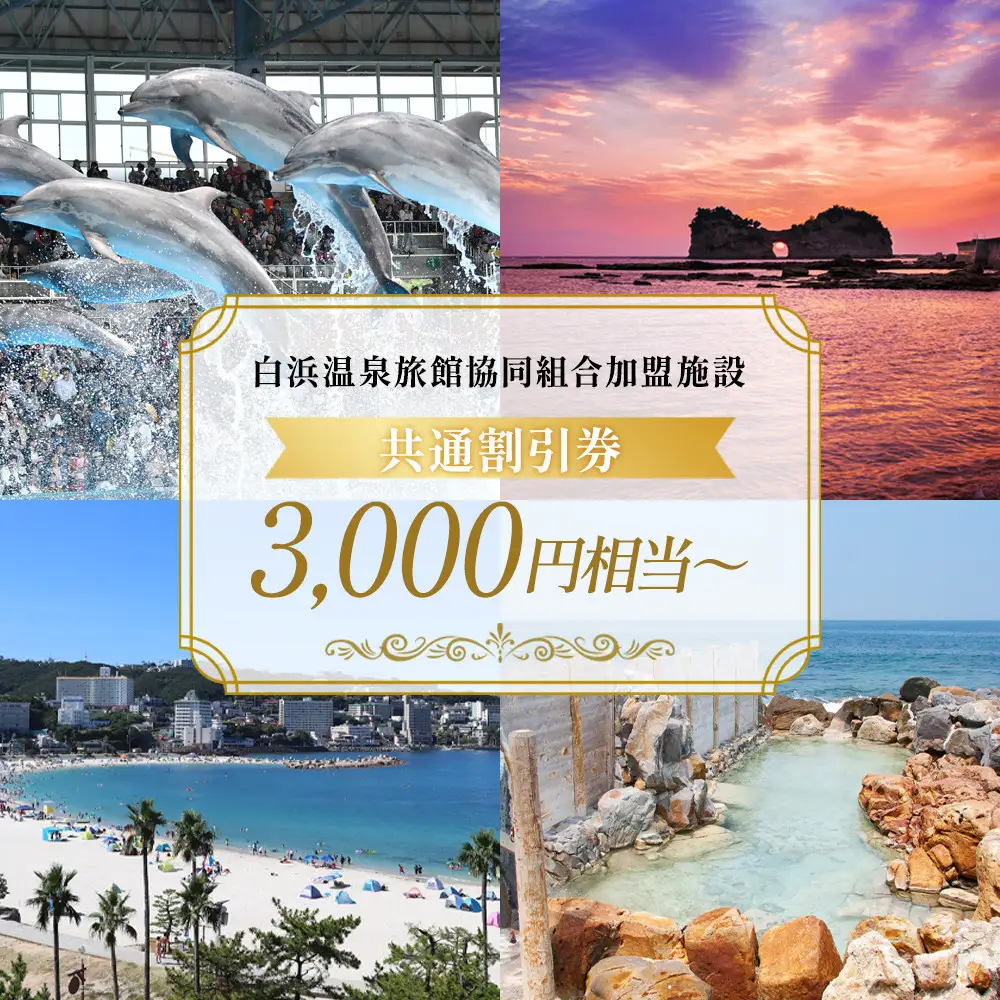 白浜温泉旅館協同組合加盟施設 共通宿泊割引券 3000円相当