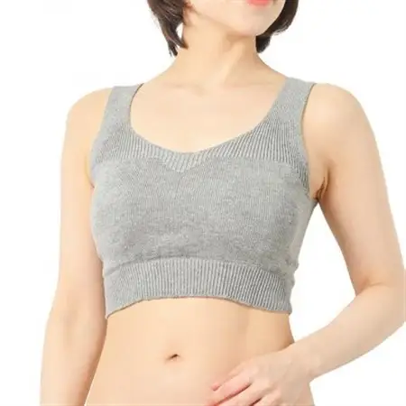 日本製 オーガニックコットン ゆったりブラ (パット付) 無縫製 グレー (6681-S7363)_装飾品・工芸品 女性・レディース 洋服 _【1324239】