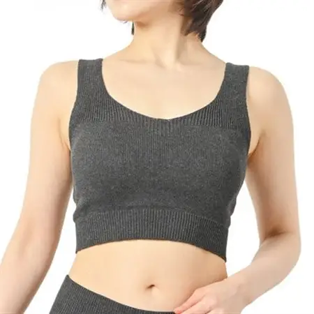 日本製 オーガニックコットン ゆったりブラ (パット付) 無縫製 チャコール(6681-S7364)_装飾品・工芸品 女性・レディース 洋服 _【1324241】