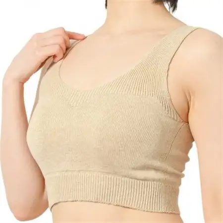 日本製 オーガニックコットン ゆったりブラ (パット付) 無縫製 ナチュラル(6681-S7365)_装飾品・工芸品 女性・レディース 洋服 _【1324245】