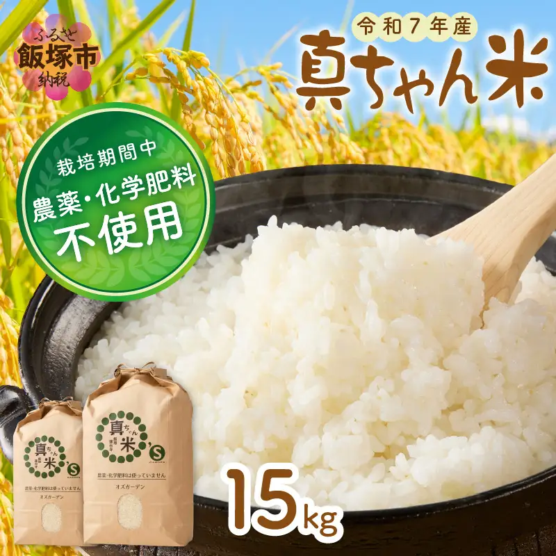 【令和7年産】農薬・化学肥料不使用 真ちゃん米 15kg【E4-008】
