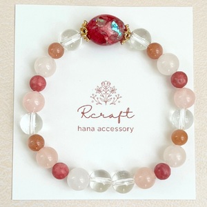 薔薇のモチーフ×天然石ブレスレット [1458]