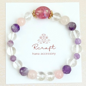 桜のモチーフ×天然石ブレスレット [1459]