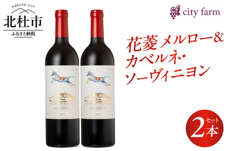 花菱 メルロー＆カベルネ・ソーヴィニヨン 2022　2本　ワイン 赤ワイン メルロー カベルネ・ソーヴィニヨン 2022 750ml 2本 数量限定 赤 国産ワイン 山梨県産 韮崎産 白州産 北杜市産 タンニン 樽香 果実味 ジューシー 記念日 贈り物 プレゼント [h135]
