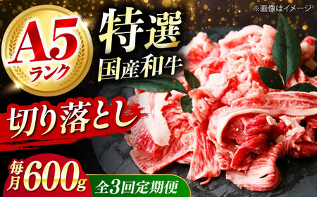 【全3回定期便】国産和牛切落し 600g[AOAI023] 牛肉切り落とし