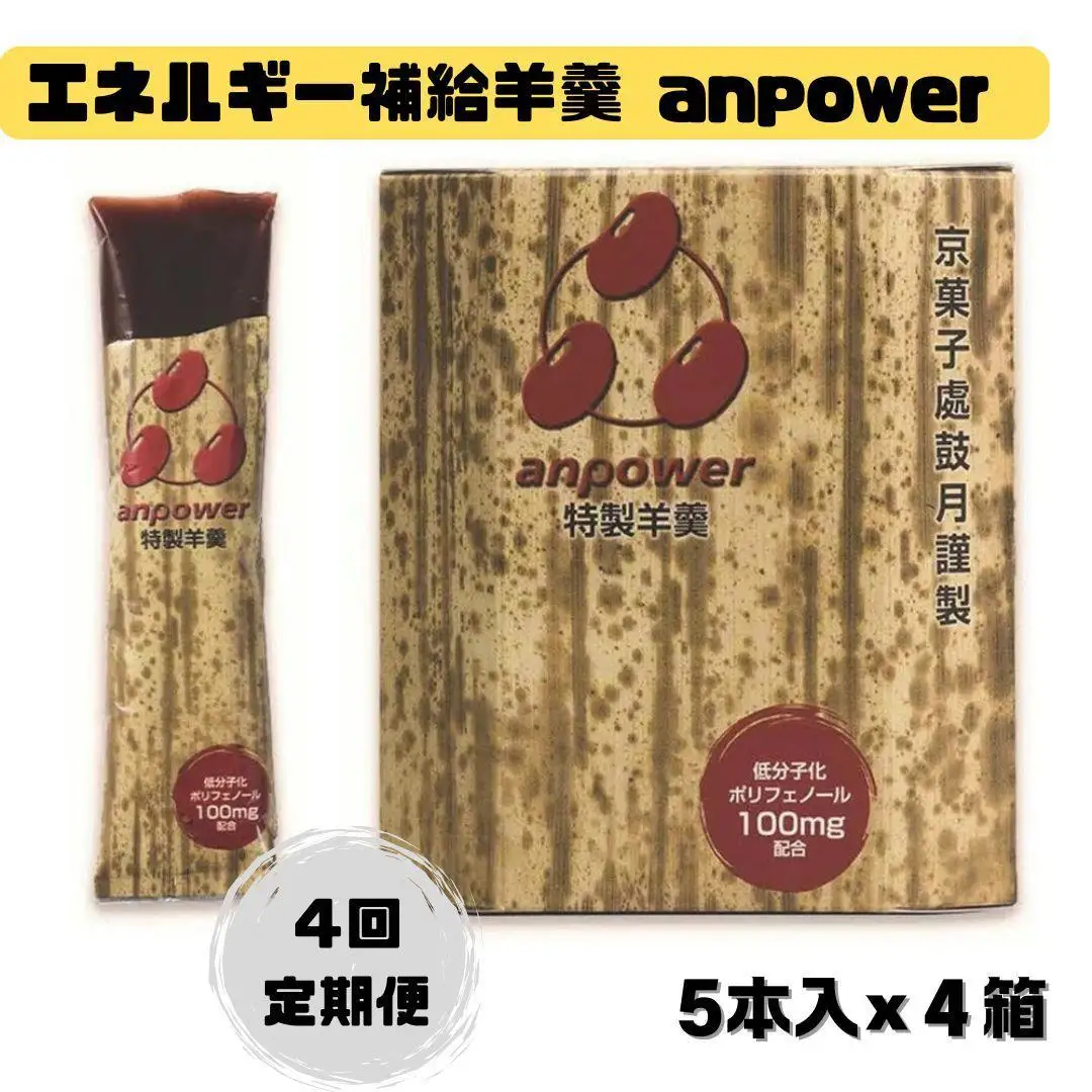 ＜定期便・年4回＞ 【鼓月】エネルギー補給羊羹 anpower 4箱（5本入×4）｜京都 千寿せんべい 有名店 人気 和菓子 和菓子
