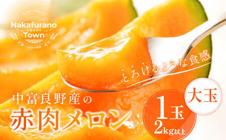 【2026年発送】中富良野赤肉メロン大玉1玉（2kg以上)【AB-016】