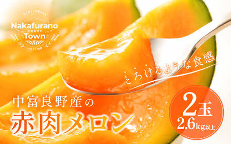 【2026年発送】中富良野赤肉メロン2玉（計2.6kg～)【AB-017】