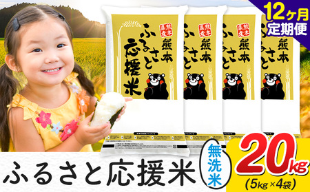 【12ヶ月定期便】米 無洗米 熊本 ふるさと応援 定期便 米  20kg