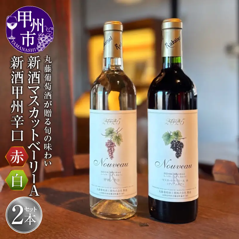 ワイン 丸藤葡萄酒が贈る旬の味わい『新酒マスカットベーリーA』『新酒甲州辛口』新酒ワイン2本セット（MF）B17-790