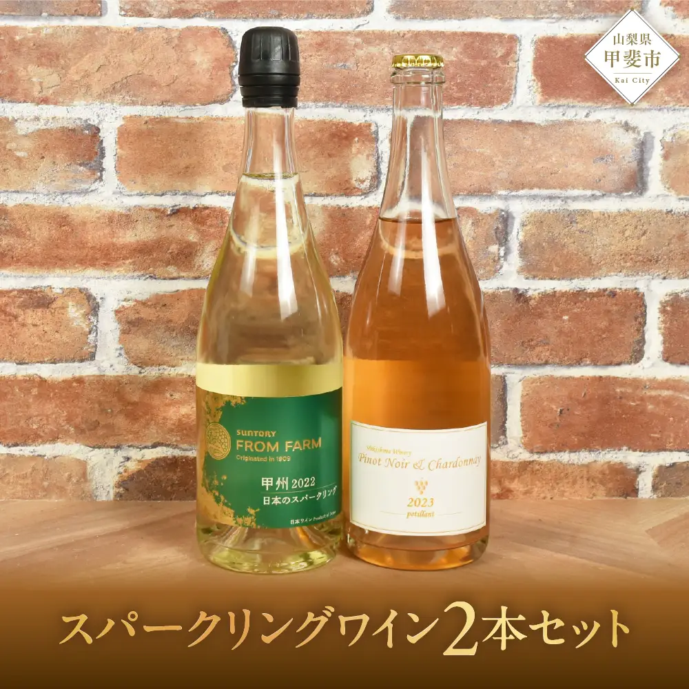 甲斐市産スパークリングワイン2本セット　ワイン 家飲み スパークリング 日本ワイン 山梨ワイン 定番 テーブルワイン お酒 SUNTORY 甲州 飲み比べ 山梨県 甲斐市 AD-296