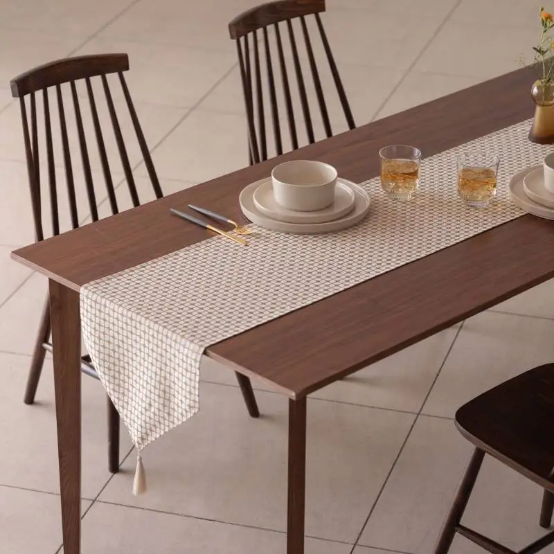 Calm Table runner with tassel／カルム テーブルランナー タッセルつき Mサイズ スノー