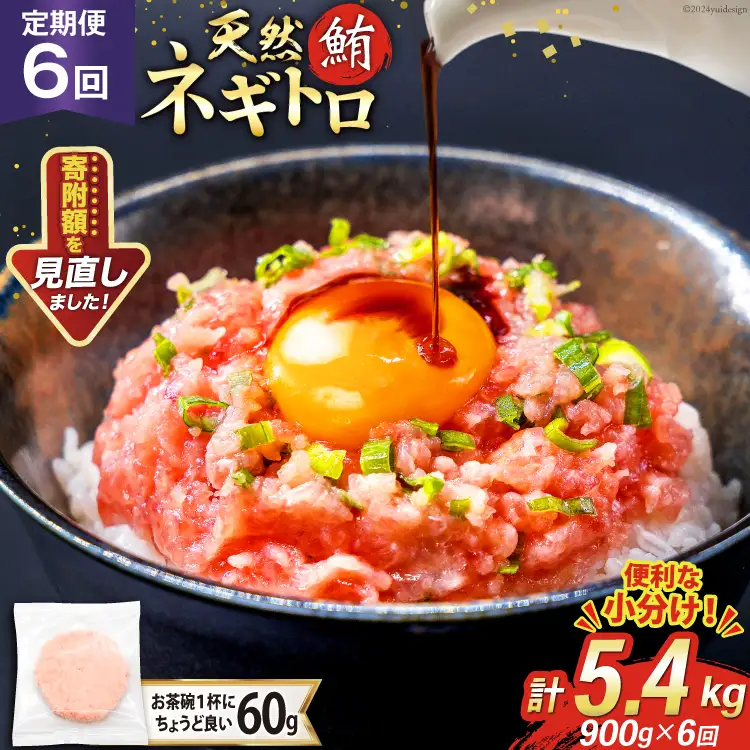 【ネギトロ】6回 定期便 天然 マグロ ネギトロ まぐろたたき 60g 15個 計900g [22424393]