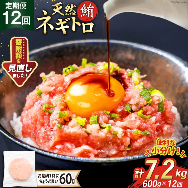 【ネギトロ】12回 定期便 天然 マグロ ネギトロ まぐろたたき 60g 10個 計600g [22424391]