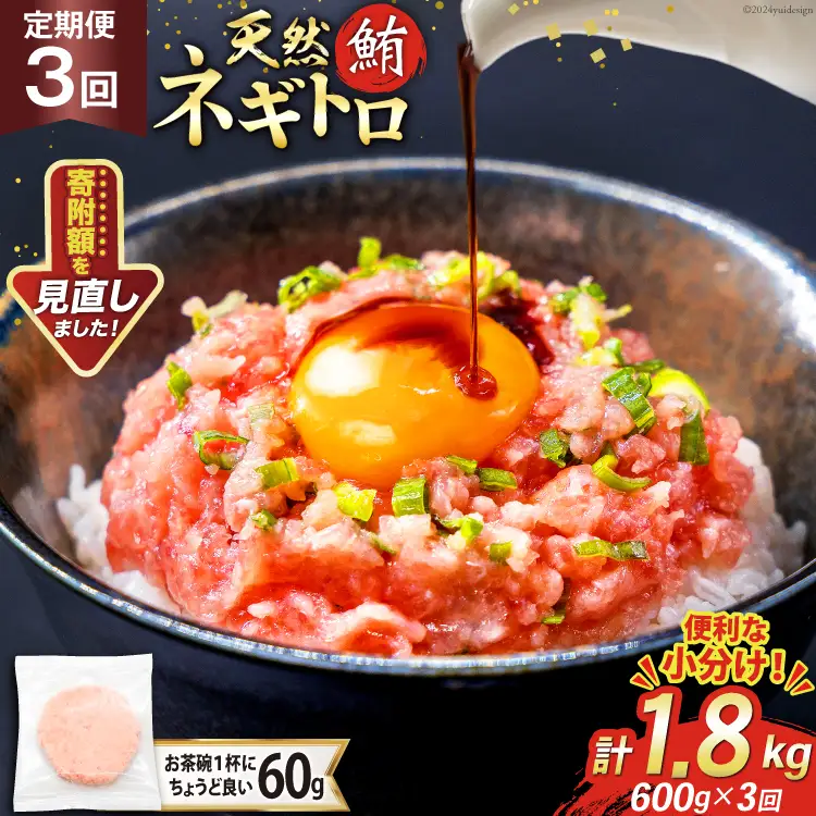 【ネギトロ】3回 定期便 天然 マグロ ネギトロ まぐろたたき 60g 10個 計600g [22424389]