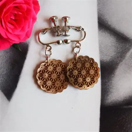 茶蝶貝のレース彫刻「麻」イヤリング_装飾品・工芸品 ピアス・イヤリング アクセサリー _【1237888】