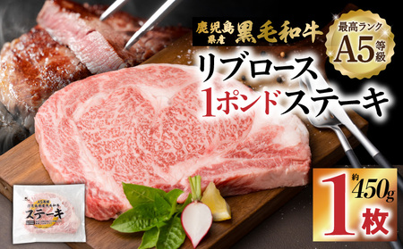 A5等級 鹿児島県産黒毛和牛リブロース 1ポンドステーキ K002-041_01 肉 牛肉 冷凍
