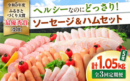 【3回定期便】ナルちゃんファーム ハムセット1.05kg sp / ウインナー ハム 食べ比べ 詰め合わせ / 大村市 / おおむら夢ファームシュシュ [ACAA347]