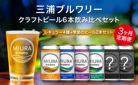 【 全3回定期便 】【 三浦ブルワリー 】 クラフトビール 定番4本 と 季節のビール 2本飲み比べセット M110-T02 定期便 アルコール ビール