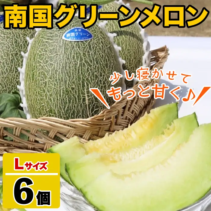 ＜先行予約受付中！2026年6月以降順次発送予定＞鹿児島県産！南国グリーンメロン(Lサイズ×6個) メロン めろん 果物 スイーツ デザート フルーツ 【あくね旬の店いきいき館】akn015-20