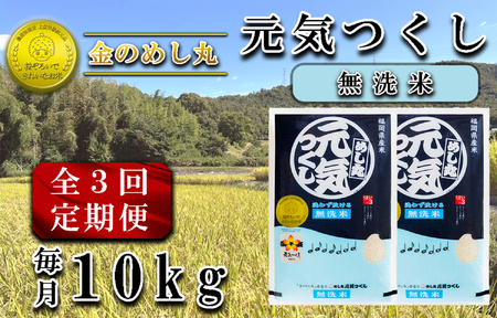CE-092_【定期便３回】〈無洗米〉金のめし丸元気つくし　10Kg（２袋）