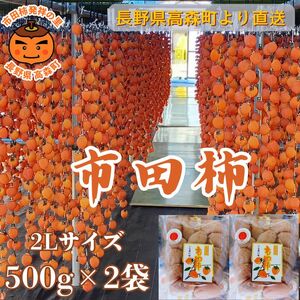 【数量限定】市田柿 2Lサイズ 500g×2袋 ＜2027年1月発送開始＞