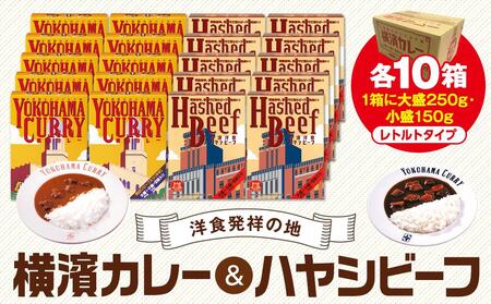 洋食発祥の地　横濱カレー＆ハヤシビーフセット各10箱（1箱に大盛250g・小盛150g） AMH0004