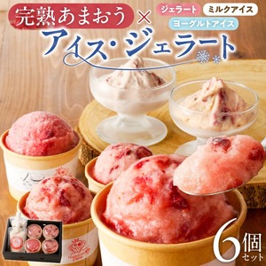 羽衣農園 完熟あまおうアイス・ジェラート6個セット_完熟あまおう アイス ジェラート 6個 セット 3種 カップ入り パウチタイプ あまおう ミルクアイス ヨーグルトアイス こだわり いちご 食べ比べ デザート スイーツ 洋菓子 冷菓 氷菓 冷凍 お取り寄せ グルメ 福岡県 久留米市 送料無料 〔Dw084〕