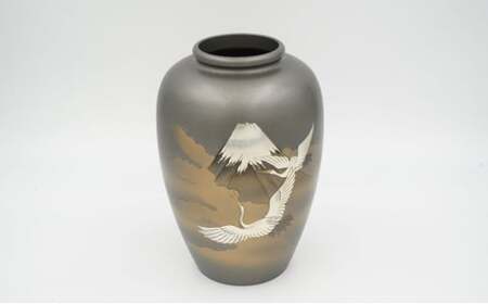 【高岡銅器】富士鶴花瓶8号 花器 インテリア 伝統工芸品 職人 手作り 富山県 高岡 FAD-1392
