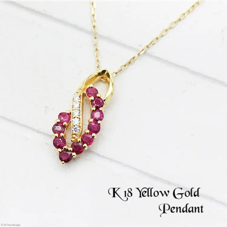 ネックレス K18YG イエローゴールド ルビー ダイヤモンド 0.05ct レディース ペンダント【f134-rd-k18yg】 [株式会社オーダーメイドジュエリーメイ 山梨県 韮崎市 20743780] ジュエリー アクセサリー アクセ ダイヤ