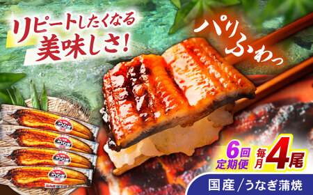 【6回定期便】【諫早淡水】うなぎ蒲焼4尾 / うなぎ ウナギ 鰻 国産うなぎ 国産鰻 蒲焼き 蒲焼 かばやき うな重 うな丼 / 諫早市 / 諫早淡水株式会社 [AHAT034]