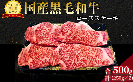 ロース ステーキ 500g （250g×2枚） 国産 黒毛和牛 とくしま三ツ星ビーフ 徳島県産